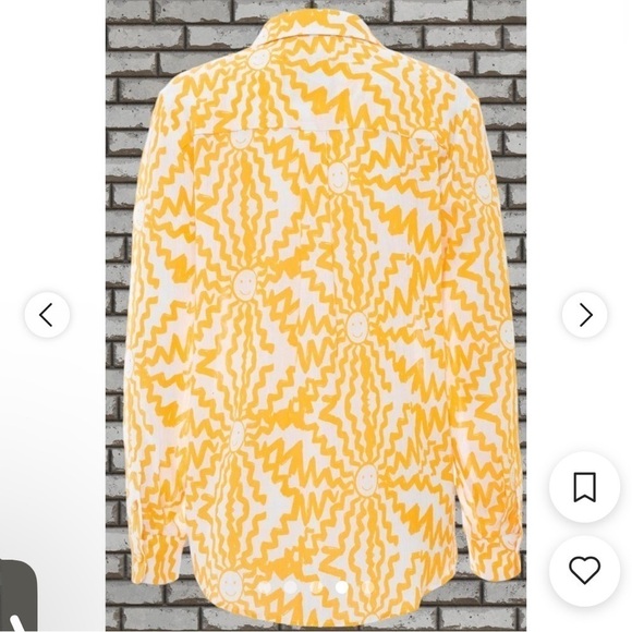 LE SUPERBE Sunstruck BF Shirt in Orange-White size 6 NEW $275 - Picture 4 of 10